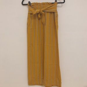 Wide leg pinstripe pants with tie front